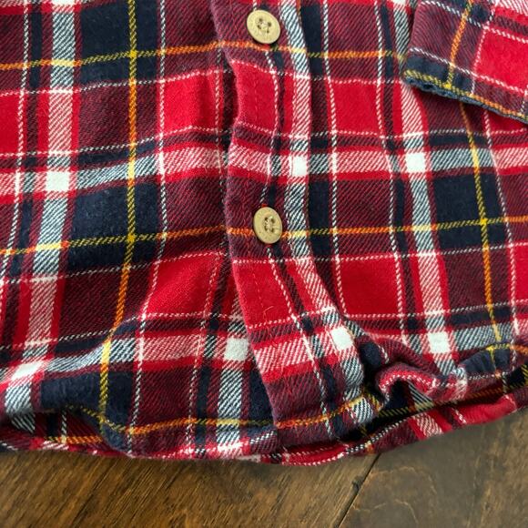 Oshkosh boys 4t Red Flannel Button Down Collared Shirt - Picture 3 of 6